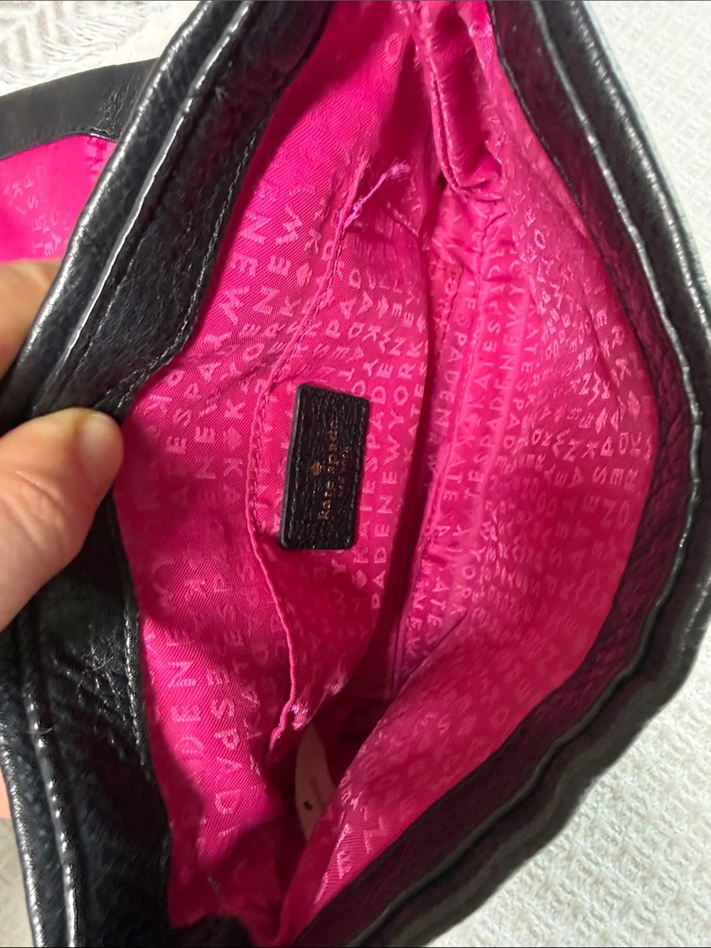 Kate Spade black quilted leather crossbody bag with gold chain and hardware